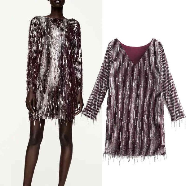 casual dresses fashion tassel decoration v-neck long sleeve ladies loose sequin inlay vestidos spring mini pmpj, Black;gray
casual dresses fashion tassel decoration v-neck long sleeve ladies loose sequin inlay vestidos spring mini pmpj, Black;gray