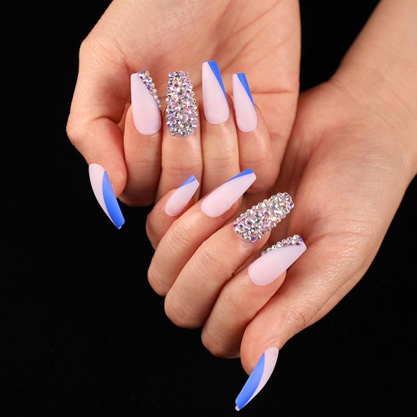 false nails 24pcs ballet blue french manicure handmade rhinestone diy crystal nail tips with glue art tools, Red;gold
false nails 24pcs ballet blue french manicure handmade rhinestone diy crystal nail tips with glue art tools, Red;gold