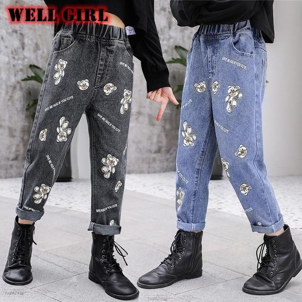 autumn fall clothes for baby girls jeans cute cartoon bear print pants high waist capris bottoms trousers denim kids 4 to 14 yrs, Blue
autumn fall clothes for baby girls jeans cute cartoon bear print pants high waist capris bottoms trousers denim kids 4 to 14 yrs, Blue