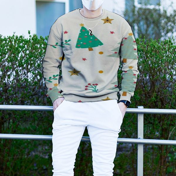men's christmas 3d printing long sleeve hoodless sweater christmas tree and little star pattern clothing, White;black
men's christmas 3d printing long sleeve hoodless sweater christmas tree and little star pattern clothing, White;black