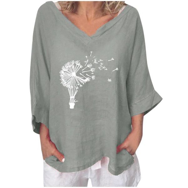 women's blouses & shirts dandelion flower fashion casual loose vintage ladies undershirt cotton linen summer long-sleeved femme blouse, White
women's blouses & shirts dandelion flower fashion casual loose vintage ladies undershirt cotton linen summer long-sleeved femme blouse, White