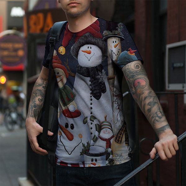 european and men's new print western style christmas short-sleeved casual breathable street shooting party travel vacation, White;black
european and men's new print western style christmas short-sleeved casual breathable street shooting party travel vacation, White;black