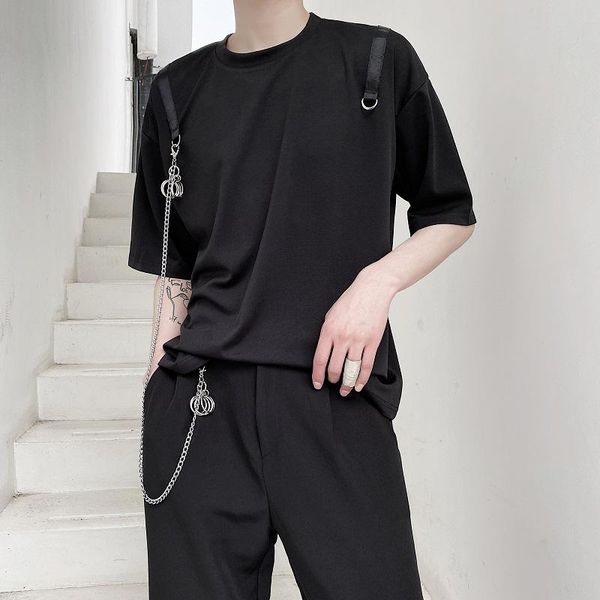 men's t-shirts summer korean streetwear loose casual men chain pendant short sleeve t-shirt male hip hop tee shirts, White;black
men's t-shirts summer korean streetwear loose casual men chain pendant short sleeve t-shirt male hip hop tee shirts, White;black