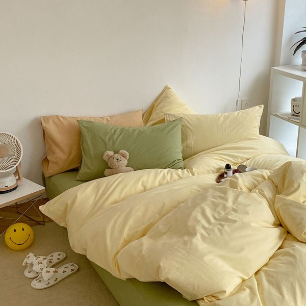 40s washable four piece set cotton quilt cover solid color bed sheet student dormitory bedding
40s washable four piece set cotton quilt cover solid color bed sheet student dormitory bedding