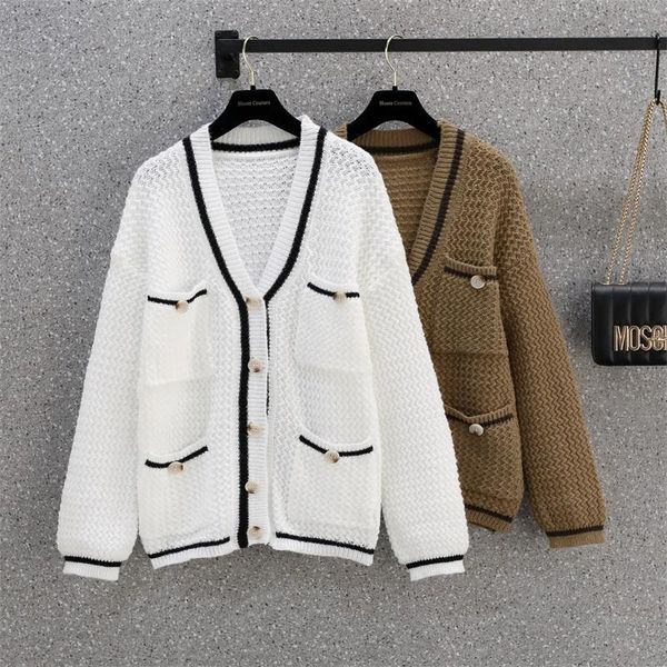 women's vests 2021 autumn and winter clothes fat sister fashion leisure age reduction loose casual cardigan knitted sweater, Black;white
women's vests 2021 autumn and winter clothes fat sister fashion leisure age reduction loose casual cardigan knitted sweater, Black;white