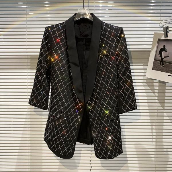 women's suits & blazers blazer for women coats 2021 summer diamond lattice rhinestone half sleeve thin business suit coat ladys jacket, White;black
women's suits & blazers blazer for women coats 2021 summer diamond lattice rhinestone half sleeve thin business suit coat ladys jacket, White;black