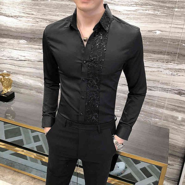 t shirts british male lace shirt fashionable 2021-autumn winter long for men fitting thin club night tuxedo 4xl-m fjpm, White;black
t shirts british male lace shirt fashionable 2021-autumn winter long for men fitting thin club night tuxedo 4xl-m fjpm, White;black