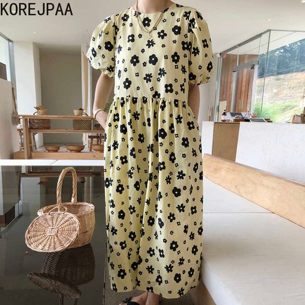 korejpaa women dress summer korean chic lazy style full screen small flower round neck loose casual puff sleeve vestidos 210526, Black;gray
korejpaa women dress summer korean chic lazy style full screen small flower round neck loose casual puff sleeve vestidos 210526, Black;gray