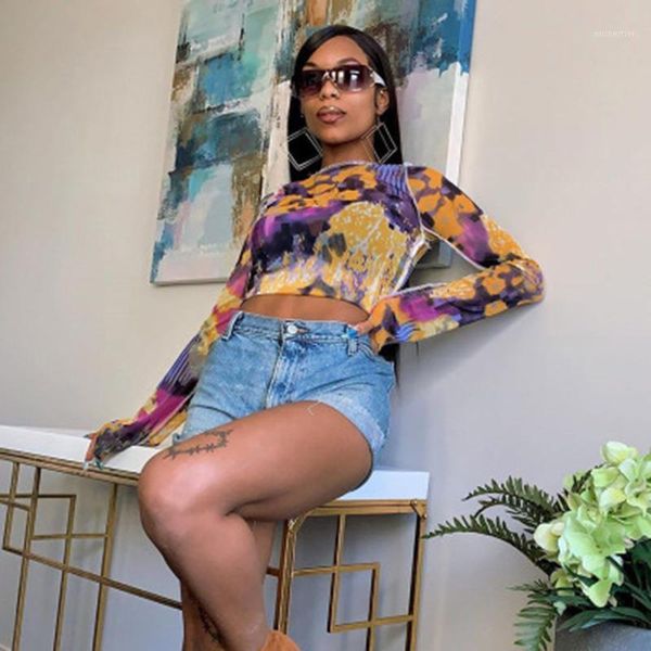 women's t-shirt vintage tie-dye graphic tees cropsee-through mesh fabric casual high streetwear female full party slim t shirt, White
women's t-shirt vintage tie-dye graphic tees cropsee-through mesh fabric casual high streetwear female full party slim t shirt, White