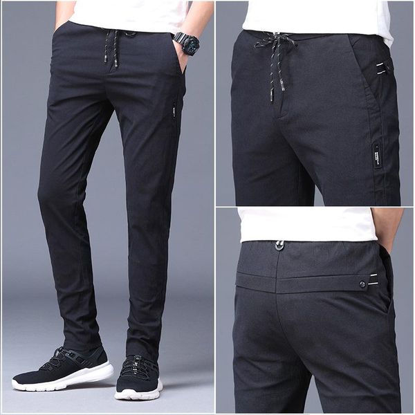 style thin elasticity casual pants men's elastic waist youth trousers trend drawstring skinny students, Black
style thin elasticity casual pants men's elastic waist youth trousers trend drawstring skinny students, Black