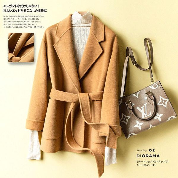 women's wool & blends women 2021 autumn winter double-faced cashmere coat female long sleeve overcoat ladies elegant outerwear with bel, Black
women's wool & blends women 2021 autumn winter double-faced cashmere coat female long sleeve overcoat ladies elegant outerwear with bel, Black