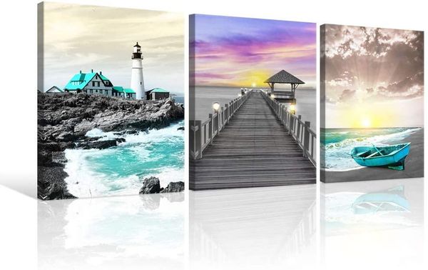 paintings 3 pcs lighthouse turquoise coast sunset bridge grey landscape, modern art home wall decorative
paintings 3 pcs lighthouse turquoise coast sunset bridge grey landscape, modern art home wall decorative