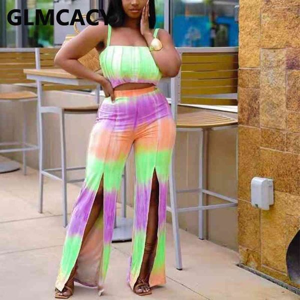two piece summer suits spaghetti strap crop & high waist slit loose pants set 210702, White
two piece summer suits spaghetti strap crop & high waist slit loose pants set 210702, White
