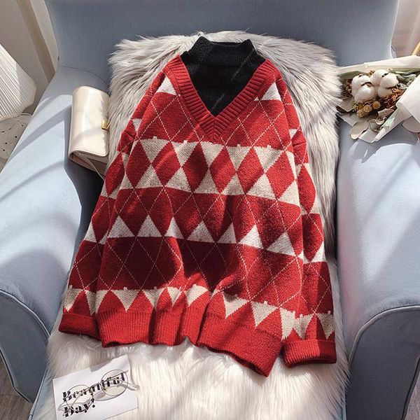women's sweaters ebaihui argyle sweater mock neck pullover vintage knitted fake two-piece korean fashion jumper casual loose winter wom, White;black
women's sweaters ebaihui argyle sweater mock neck pullover vintage knitted fake two-piece korean fashion jumper casual loose winter wom, White;black