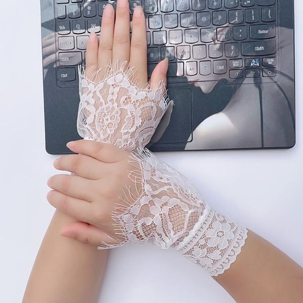 five fingers gloves fingless arm sleeve covered driving lace elastic sunscreen short fingerless floras, Blue;gray
five fingers gloves fingless arm sleeve covered driving lace elastic sunscreen short fingerless floras, Blue;gray