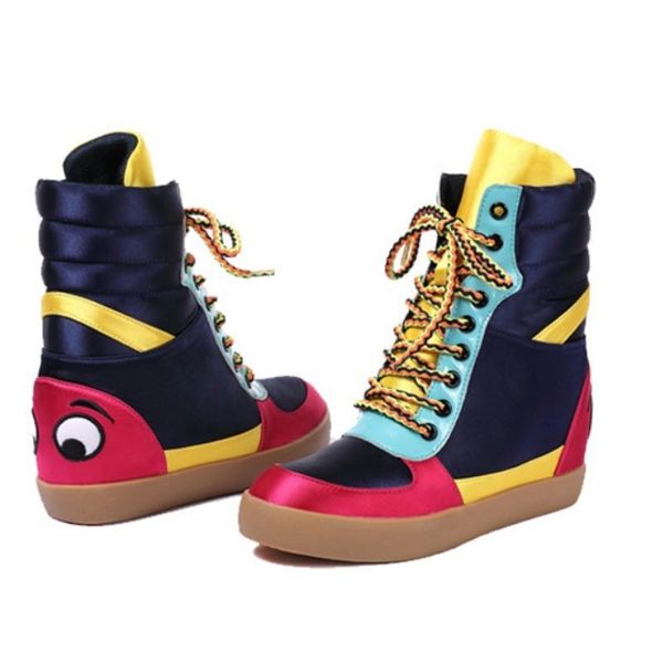 boots brand hip hop casual shoes women autumn winter high fashion mixed colors lace up increasing 4cm ankle, Black
boots brand hip hop casual shoes women autumn winter high fashion mixed colors lace up increasing 4cm ankle, Black