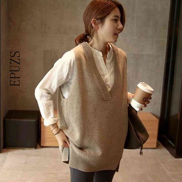 v neck vest sweater women autumn winter knitted sweaters casual loose sleeveless warm sweater casual loose chic 210430, White;black
v neck vest sweater women autumn winter knitted sweaters casual loose sleeveless warm sweater casual loose chic 210430, White;black