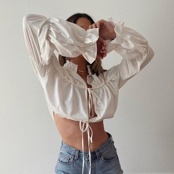 women's t-shirt 2021 autumn casual streetwear lace up crop women t shirts tee female solid cropped club bandage t-shirts, White
women's t-shirt 2021 autumn casual streetwear lace up crop women t shirts tee female solid cropped club bandage t-shirts, White