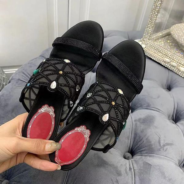 slippers summer rhinestone spike heeis women thin high heel open toe crystal sandals party dress shoes for ladies sliders, Black
slippers summer rhinestone spike heeis women thin high heel open toe crystal sandals party dress shoes for ladies sliders, Black