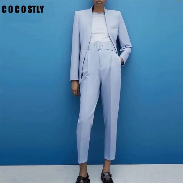 women's pants suit office blazer jackets elegant coat female 2 piece set outfit belt high waist trousers 220315, White
women's pants suit office blazer jackets elegant coat female 2 piece set outfit belt high waist trousers 220315, White