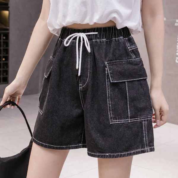 women's shorts cow boy denim women elastic waist with belt casual loose plus size 5xl jeans large pockets short pants z202 2uy6, White;black
women's shorts cow boy denim women elastic waist with belt casual loose plus size 5xl jeans large pockets short pants z202 2uy6, White;black