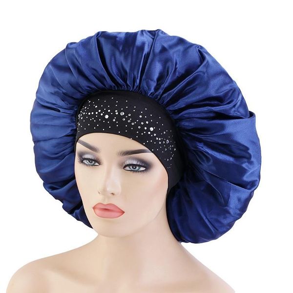 beanie/skull caps women satin bonnet elastic wide band hair wraps large size drilling sleeping night cap hat head cover hairdressing shower, Blue;gray
beanie/skull caps women satin bonnet elastic wide band hair wraps large size drilling sleeping night cap hat head cover hairdressing shower, Blue;gray