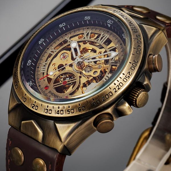 wristwatches vintage automatic mechanical watch men steampunk skeleton self winding retro leather wristwatch male clock montre homme, Slivery;brown
wristwatches vintage automatic mechanical watch men steampunk skeleton self winding retro leather wristwatch male clock montre homme, Slivery;brown