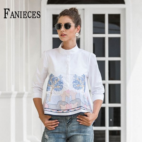 women's fashion runway blouse casual stand collar embroidered 3/4 sleeve shirt elegant ladies blusas mujer de moda 210520, White
women's fashion runway blouse casual stand collar embroidered 3/4 sleeve shirt elegant ladies blusas mujer de moda 210520, White