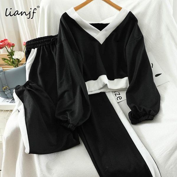 casual solid v-neck blouse long sleeve elastic waist drawstring 2 piece sets outfits elegant soft breathable tracksweat suit women's tw, White
casual solid v-neck blouse long sleeve elastic waist drawstring 2 piece sets outfits elegant soft breathable tracksweat suit women's tw, White