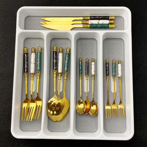 20pcs/set black gold cutlery set stainless steel dinnerware silverware flatware dinner colorful knife fork spoon tableware sets
20pcs/set black gold cutlery set stainless steel dinnerware silverware flatware dinner colorful knife fork spoon tableware sets