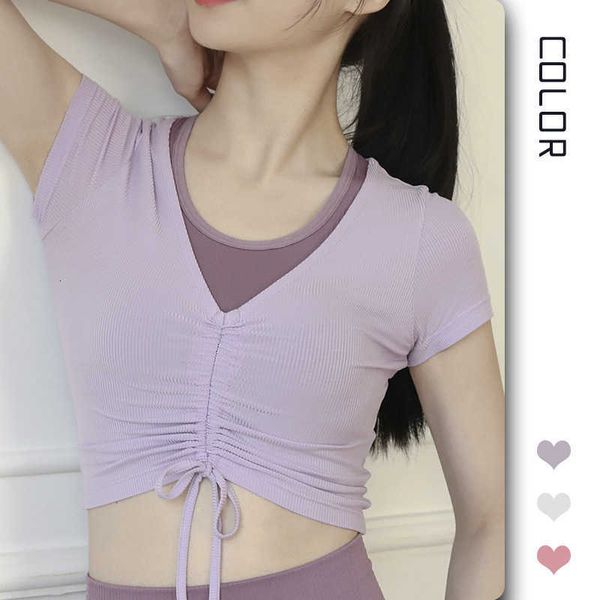 tracksuits 2021 summer sports fitness running v-neck drawstring cotton t-shirt short sleeve yoga suit for women, Gray
tracksuits 2021 summer sports fitness running v-neck drawstring cotton t-shirt short sleeve yoga suit for women, Gray