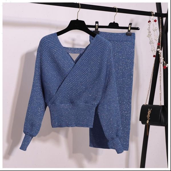 winter 2 piece sets womens tracksuits sweater set warm knitted v neck lantern sleeve pullover amp elastic waist skirt suit, Gray
winter 2 piece sets womens tracksuits sweater set warm knitted v neck lantern sleeve pullover amp elastic waist skirt suit, Gray