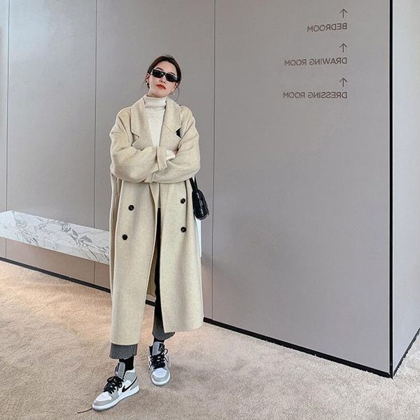 women's wool & blends autumn and winter 2021 french medium long knee length british style leisure simple atmospheric coat, Black
women's wool & blends autumn and winter 2021 french medium long knee length british style leisure simple atmospheric coat, Black
