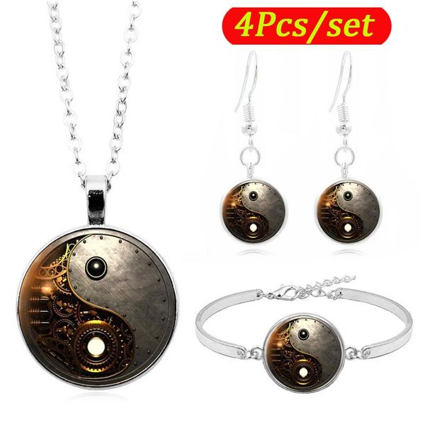 earrings & necklace steampunk yingyang taichi po glass cabochon fashion jewelry set chain bracelet earring sets for women, Silver
earrings & necklace steampunk yingyang taichi po glass cabochon fashion jewelry set chain bracelet earring sets for women, Silver