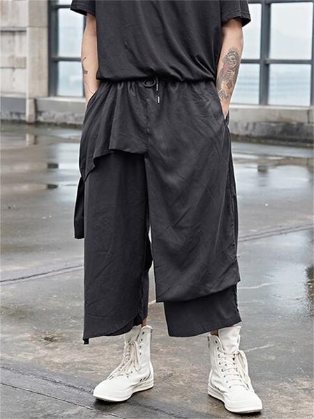men's pants casual spring and autumn irregular personality design yamamoto wind loose large size wide leg, Black 
men's pants casual spring and autumn irregular personality design yamamoto wind loose large size wide leg, Black