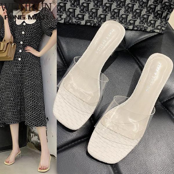 slippers wdhkun women's shoes outdoor 2021 summer fashion transparent pvc heel sandals women, Black
slippers wdhkun women's shoes outdoor 2021 summer fashion transparent pvc heel sandals women, Black