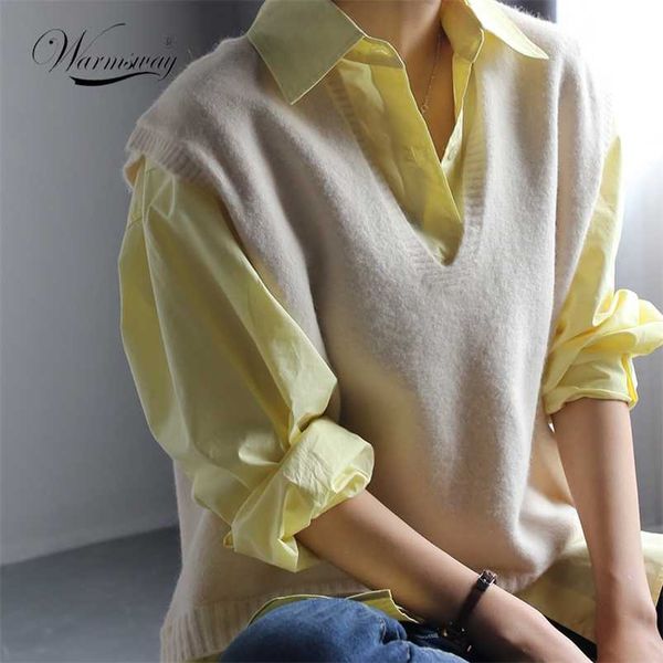 women vest simple all-match spring fall v-neck loose solid korean fashion casual knitted sleeveless female tank b-136 211008, Black;white
women vest simple all-match spring fall v-neck loose solid korean fashion casual knitted sleeveless female tank b-136 211008, Black;white