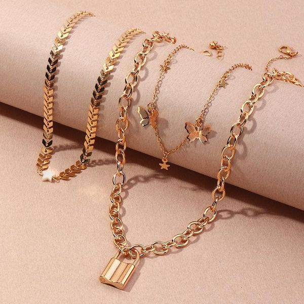 pendant necklaces retro fashion butterfly lock luxury ladies girls multilayer chains stars charms jewelry for womens, Silver
pendant necklaces retro fashion butterfly lock luxury ladies girls multilayer chains stars charms jewelry for womens, Silver