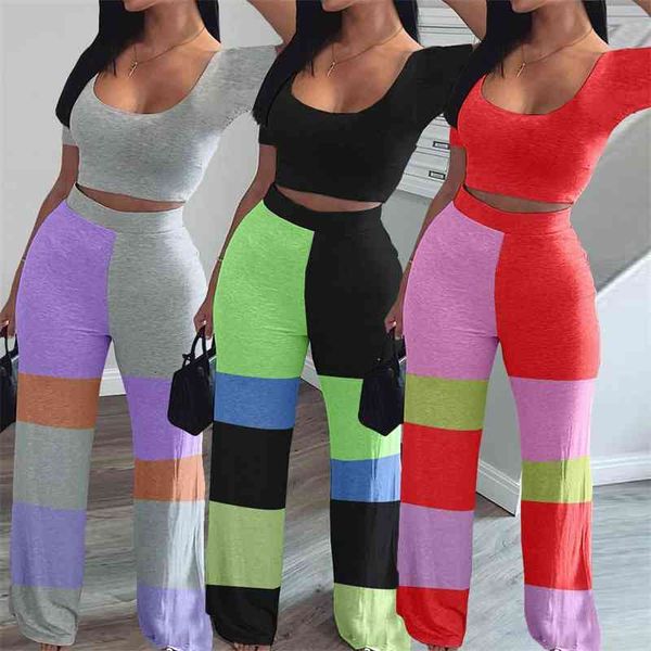 casual contrast color patchwork two piece women comfortable square collar crop high waist stright loose pants sets arrivals, Gray
casual contrast color patchwork two piece women comfortable square collar crop high waist stright loose pants sets arrivals, Gray