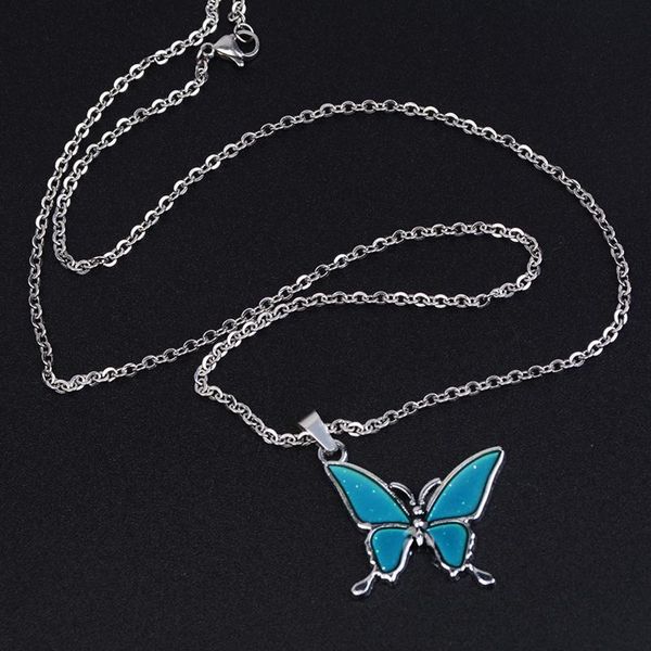 fashion charm butterfly thermochromic necklace o word stainless steel chains, Silver
fashion charm butterfly thermochromic necklace o word stainless steel chains, Silver