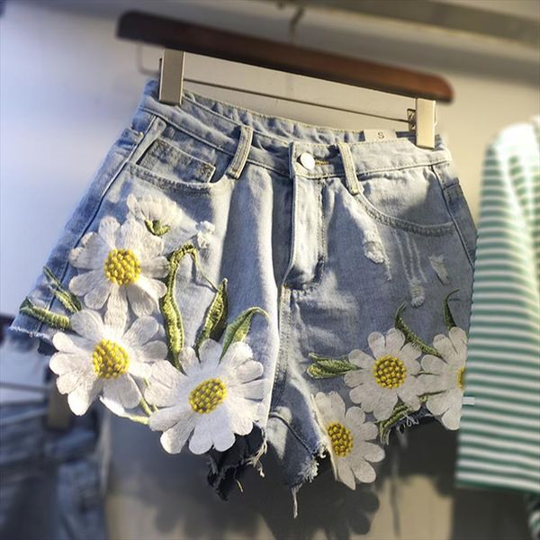 floral embroidery denim summer womens short plus size wide leg jeans pants, White;black
floral embroidery denim summer womens short plus size wide leg jeans pants, White;black