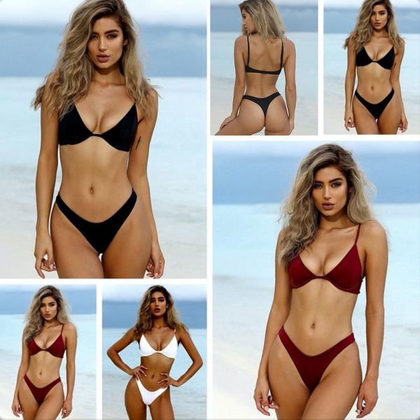 women's swimwear 2021 women bikini set solid color wired band two piece swimsuit suit biquini, White;black
women's swimwear 2021 women bikini set solid color wired band two piece swimsuit suit biquini, White;black