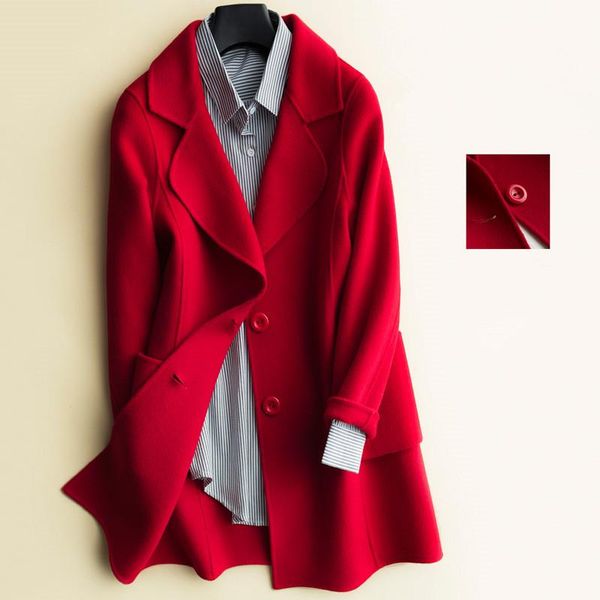 women's wool & blends 2021 autumn double-sided cashmere coat women pure jacket fashion long slim suit collar cardigan outerwear, Black
women's wool & blends 2021 autumn double-sided cashmere coat women pure jacket fashion long slim suit collar cardigan outerwear, Black