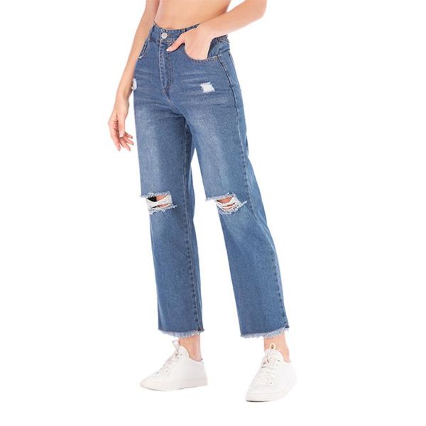 women's jeans 2021 klv fashion women autumn elastic plus loose hole denim casual wide leg pants cropped 1212, Blue
women's jeans 2021 klv fashion women autumn elastic plus loose hole denim casual wide leg pants cropped 1212, Blue