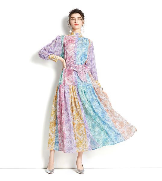 early spring new women floral printing dress stand collar sashes sliming vestidos long party expansion dresses, Black;gray
early spring new women floral printing dress stand collar sashes sliming vestidos long party expansion dresses, Black;gray