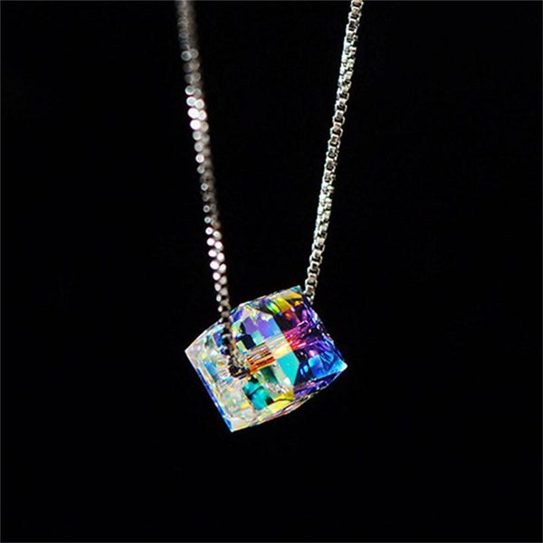 delicate charm women magic cube crystal chain necklace pendant gift fine jewelry chains, Silver
delicate charm women magic cube crystal chain necklace pendant gift fine jewelry chains, Silver