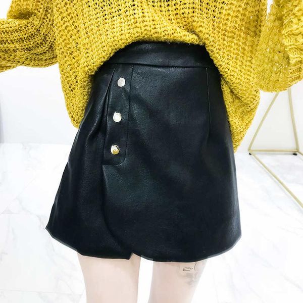 women's shorts pu leather women autumn fashion irregular high waist black short mujer wide leg trousers skirt c4866, White;black
women's shorts pu leather women autumn fashion irregular high waist black short mujer wide leg trousers skirt c4866, White;black