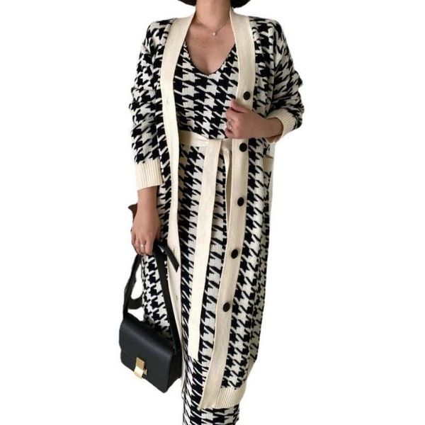 casual dresses korea loose houndstooth knitted vest dress & long sweater cardigan women with belt soft warm vintage jersey mujer, Black;gray
casual dresses korea loose houndstooth knitted vest dress & long sweater cardigan women with belt soft warm vintage jersey mujer, Black;gray