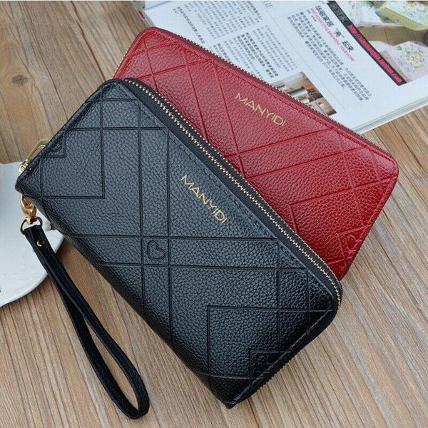women clutch pu wallet long card holder phone bag case purse handbag wristlet doulbe zip, Red;black
women clutch pu wallet long card holder phone bag case purse handbag wristlet doulbe zip, Red;black