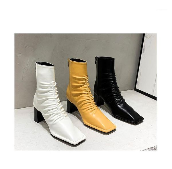 boots women's thin 2021 autumn winter thick heel high soft leather ankle square toe shoes women, Black
boots women's thin 2021 autumn winter thick heel high soft leather ankle square toe shoes women, Black
